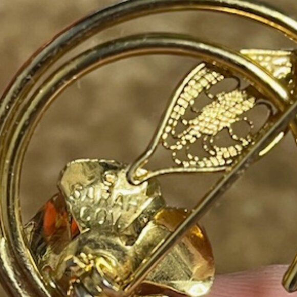 VTG Sarah Coventry "Promise" Gold Tone Circle Brooch Textured Mesh Rose 1.25" - Picture 13 of 13